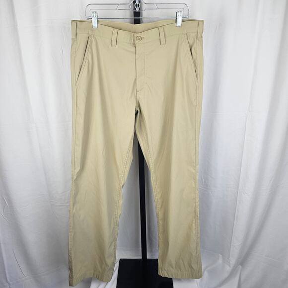 Eddie Bauer Nylon Stretch Tech Pants 36x32 Tan Khaki Outdoor Performance NWOT - Picture 1 of 5